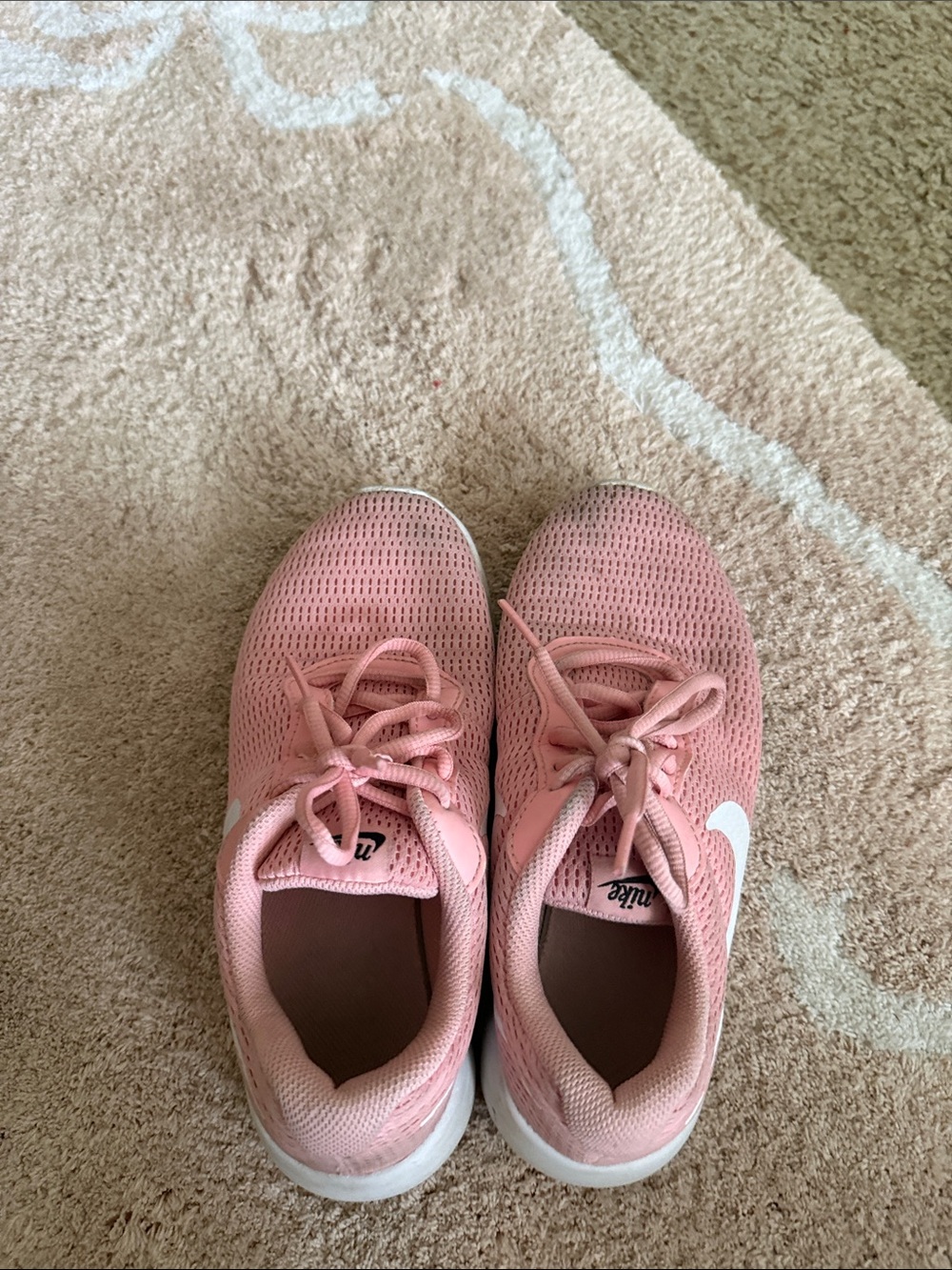 Nike Pink Knit Running Sneakers with White Swoosh. Will wash if purchased!